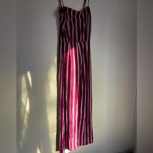 Rue 21 burgundy striped jumpsuit